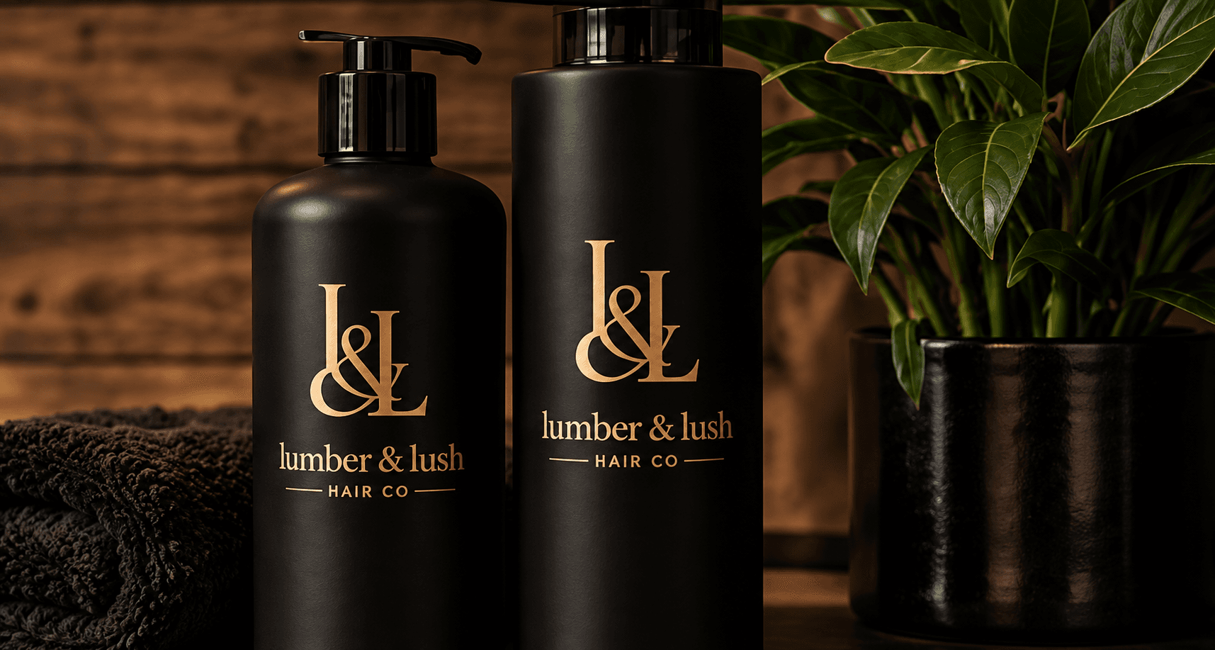 Lumber & Lush luxury salon-grade hair care products and botanical ambiance